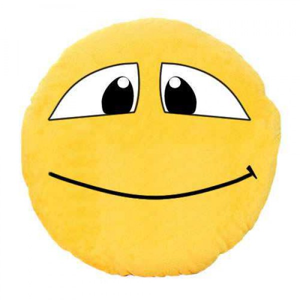 Soft Smiley Emoticon Yellow Round Cushion Pillow Stuffed Plush Toy Doll (Smiles)